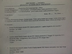 Kuesioner Pilgub DKI Disebar ke Siswa, SMP 45 Sebut Bagian Pendidikan