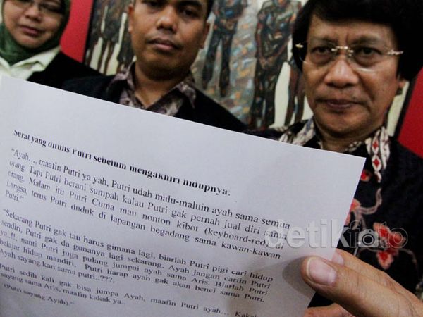 Pesan Terakhir Gadis yang Bunuh Diri Ditunjukan