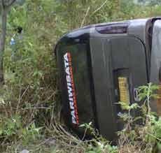 Isuzu Elf Terguling di Lereng Gunung Welirang, 4 Orang Luka
