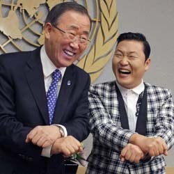 Saat Psy Bertemu Sekjen PBB