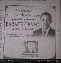 Bama Rubama & Iklan Selamat Kepada Obama yang Menghebohkan