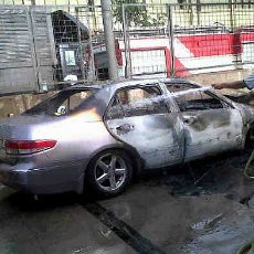 Honda Accord Silver Terbakar di Gerbang Tol Kayu Besar