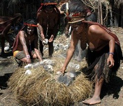Di Kampung Obia, Ubi Dimasak Menggunakan Batu Panas