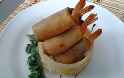 Resep Dimsum : Crispy Prawn and Chicken Roll with Mango 