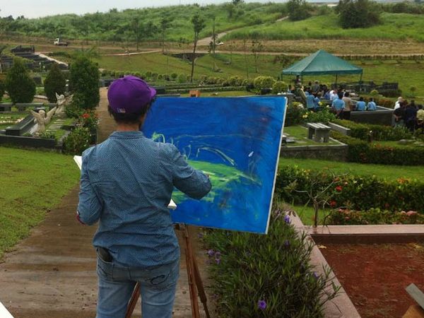 Melukis di Makam San Diego Hills 