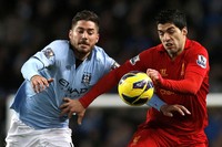 Pertandingan antara Manchester City versus Liverpool dihelat di Etihad Stadium, Minggu (3/2/2013) malam WIB. Reuters/Phil Noble.