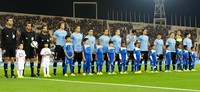 Para pemain Uruguay berpose bersama sebelum pertandingan. (Yuniarto).