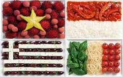 Wow, Bendera Indonesia, Italia dan Vietnam Ini Dibuat dari Makanan!