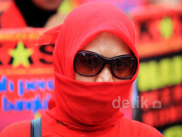 Aksi Buruh Perempuan di Bundaran HI