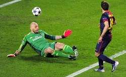 Di menit 92 Barca kemudian memastikan kelolosan mereka setelah Alba mencetak gol keempat timnya. AFP/Josep Lago.