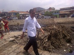  Panas Terik, Jokowi Cek Pelebaran Jalan & Normalisasi Kali Pakin