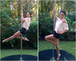 Foto: Aksi Andien Saat Berlatih Pole Dance