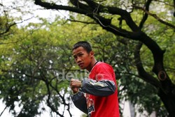 Daud Yordan menjalani sesi latihan terakhir di Parkir Timur Senayan, Jakarta.