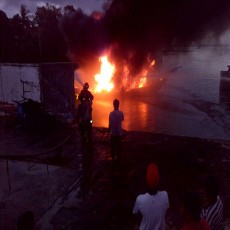 Kapal Angkut BBM Terbakar di Pelabuhan Kalianget