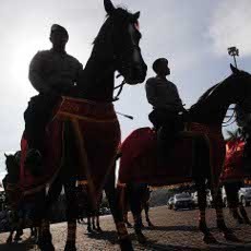 Pasukan Berkuda dan Anjing Jaga Gedung DPR