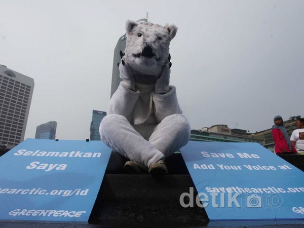 Ups...Beruang Kutub Minta Tolong Warga Jakarta