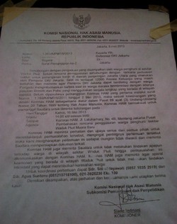 Copy Surat Pemanggilan Komnas HAM ke Jokowi Beredar di Waduk Pluit
