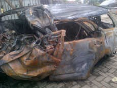 Ini Penampakan Terios yang Terbakar dalam Kecelakaan di Tol Jatiwarna