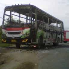 Tabrak Penyeberang Jalan Hingga Tewas, Bus Sinar Mandiri Dibakar Massa