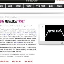 Banjir Peminat, Website Penjualan Tiket Metallica Macet