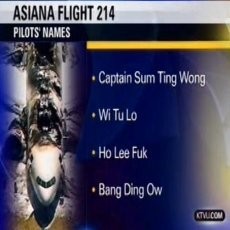 Nama Palsu Pilot Asiana Versi Media AS: Sum Ting Wong dan Ho Lee Fuk