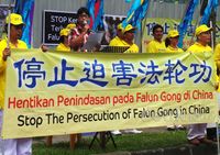 Aktivis Falun Gong Demo di Kedubes China
