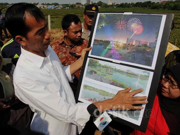 Jokowi Paparkan Revitalisasi Waduk Ria Rio