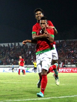     Muclis Hadi merayakan gol. Bruriy Susanto/detikFoto.