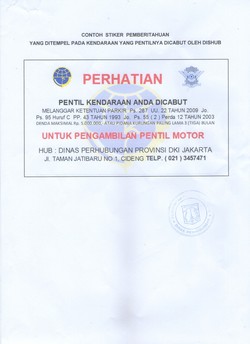 Dishub DKI: Parkir Sembarangan Pentil Kendaraan Anda Dicabut!