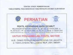 Dishub DKI: Parkir Sembarangan Pentil Kendaraan Anda Dicabut!