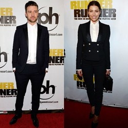Black Suit Jessica Biel vs Justin Timberlake