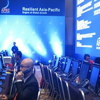 Jurnalis Nikmati Layanan Telfon Internasional Gratis di Media Center APEC
