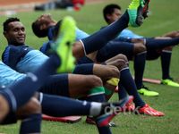 Jelang ke Korut Timnas Latih Kelenturan Tubuh