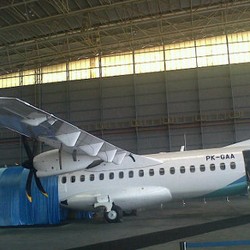 Pesawat ATR Perdana Garuda Sampai di Soekarno-Hatta