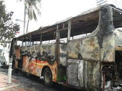 Ini Wujud Bus Bianglala Setelah Habis Dilalap Si Jago Merah
