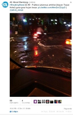 Hujan Besar, Aspal Jalan Pasteur Terangkat