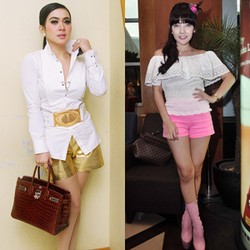 Gaya Hot Pants Syahrini vs Bella Sophie, Siapa yang Lebih Stylish?