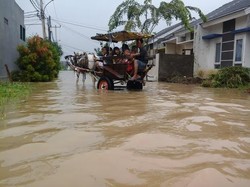 Delman Jadi Transportasi Warga Darmawasanga Residence Kala Banjir