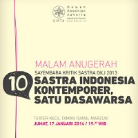 Malam Ini, Pengumuman Anugerah Sayembara Kritik Sastra DKJ 2013