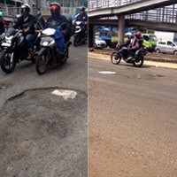 Hati-hati! Jalan Daan Mogot Bolong-bolong Pasca Banjir