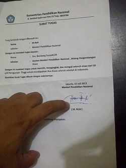 Bambang Asisten Mendiknas Palsukan Tanda Tangan M Nuh, Ini Wujud Suratnya