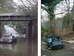 Terjebak Banjir, Mobil Audi Ini Malah Dipreteli Maling