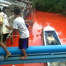 Polisi Duga Kuat Air Sungai Bontang Berubah Merah karena Larutan Pewarna