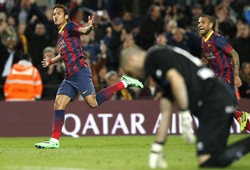 Neymar membawa Barca ungul setengah lusin gol dengan golnya yang dikemas pada menit 89. Dengan kemenangan ini, Barca mampu merebut kembali pimpinan klasemen sementara yang sebelumnya dikuasai Atletico Madrid. REUTERS/Albert Gea.