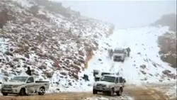 Warga Arab Saudi Nikmati Fenomena Langka Hujan Salju