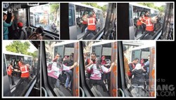 Ini Aksi Akrobat Penumpang TransJ Saat Busnya Mogok di Tengah Jalan
