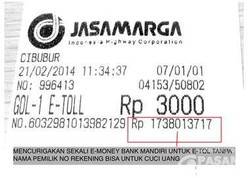 Bank Mandiri Selidiki Struk Tol Bersaldo Rp 1,7 M
