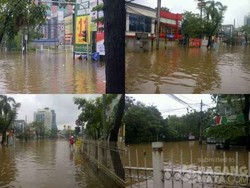 Banjir di Depan Perumahan Green Garden Makin Tinggi Capai 60 Cm
