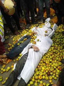 Duk! Duk! Para Petani Lempari Kemendag dan Jejali Pocong Apel Malang
