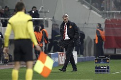 David Moyes menilai Manchester United tampil buruk saat menghadapi Olympiakos. Karena itu, kekalahan pun disebutnya hasil yang pantas untuk timnya. (REUTERS/Yorgos Karahalis).